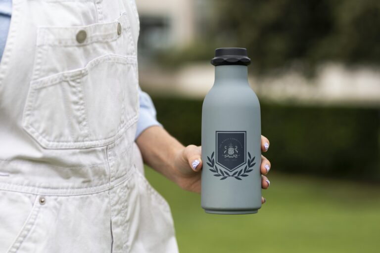 Reusable water bottle with university logo